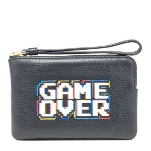Coach corner zip wristlet with pac-man game over